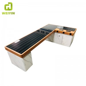 Moderne design Smart solenergi Telefonopladning Møbler Rygfri metalbænk til udendørs