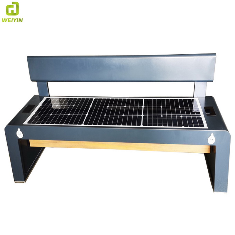 Rustfrit stål grå klor Smart Wifi USB-opladning Solar udendørs bænk
